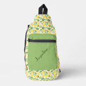 Zitronen und Limonen auf grünem Hintergrund Crossbody Bag (Vorderseite)