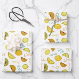 Zitronen und Limones Fruchtmuster Geschenkpapier Set