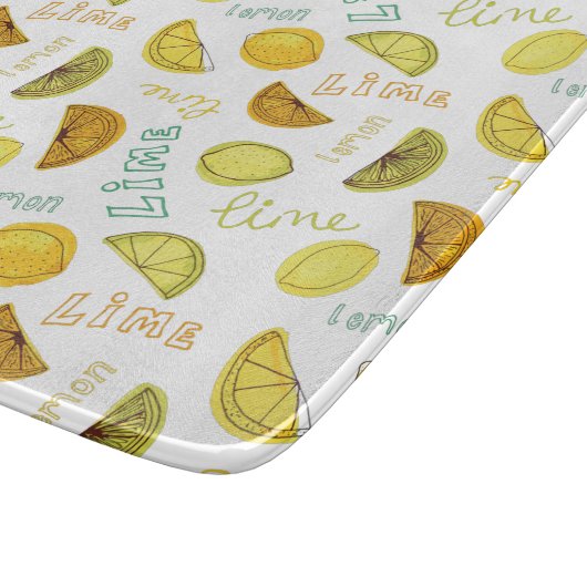 Zitronen und Limones Fruchtmuster Schneidebrett (Ecke)