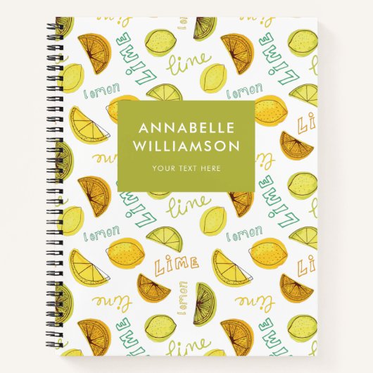 Zitronen- und Limones Zitrusfruchtmuster Notizblock (Vorderseite)