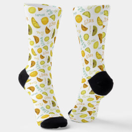 Zitronen- und Limones Zitrusfruchtmuster Socken