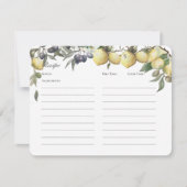 Zitronen- und Oliventresterkarte Einladung (Vorderseite)