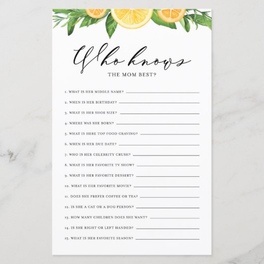 Zitronen und Orangen, die Mama als bestes Spiel ke (Vorderseite)