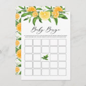 Zitronen und Orangen Garland Baby Dusche Bingo Spi Begleitkarte (Vorne/Hinten)