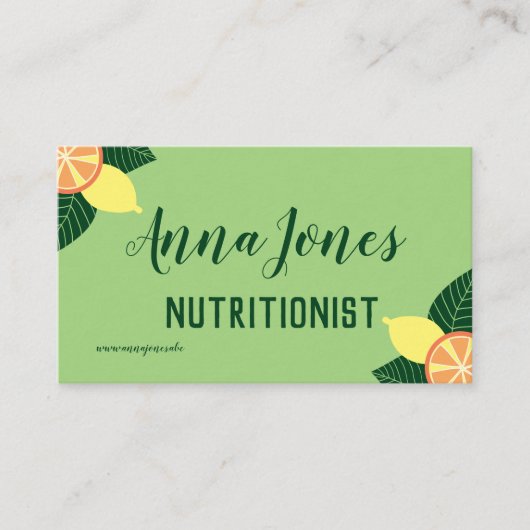 Zitronen und Orangen Nutritionist Visitenkarte (Vorderseite)