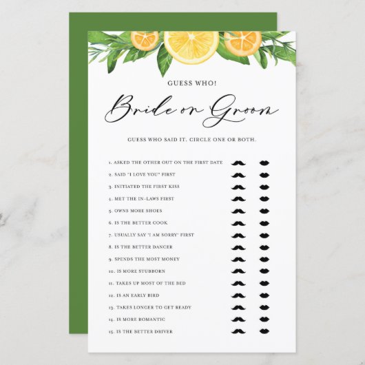 Zitronen und Orangen sagte er, sie sagte Braut ode (Vorne/Hinten)