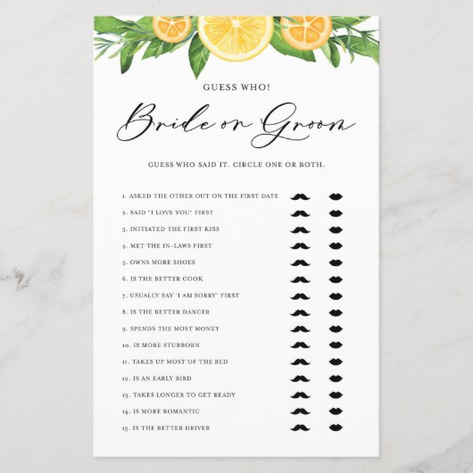 Zitronen und Orangen sagte er, sie sagte Braut ode (Vorderseite)