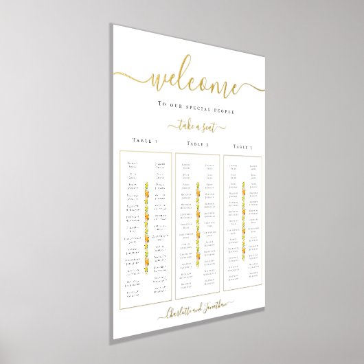 Zitronen- und Orangenzitrus-Hochzeitstabelle Gold Foliendrucke (Ablage )
