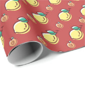 Zitronen und Pfirsiche Geschenkpapier (Rolleneckpunkt)