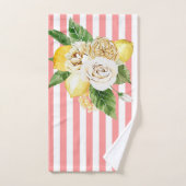 Zitronen und Rose auf rosa Streifen Badhandtuch Set (Handtuch)