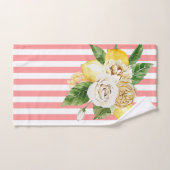 Zitronen und Rose auf rosa Streifen Badhandtuch Set (Handtuch)