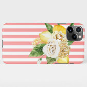 Zitronen und Rose auf rosa Streifen iPhone Hülle (Rückseite (Horizontal))