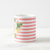 Zitronen und Rose auf rosa Streifen Kaffeetasse (Mittel)