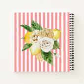 Zitronen und Rose auf rosa Streifen Notizblock (Rückseite)
