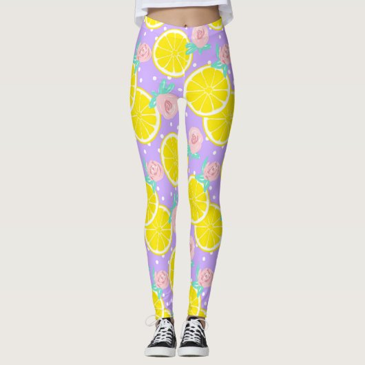 Zitronen und Rose Leggings (Vorderseite)