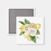 Zitronen und Rose Magnet (Vorderseite/Rückseite)