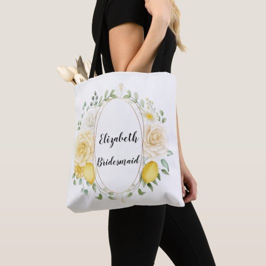 Zitronen und Rose Personalisierte Bridesmaid Toag Tasche (Von Nahem)