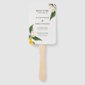 Zitronen und weiße Blume blühen Fächer (Rückseite)