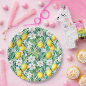 Zitronen und weiße Blume - französische Landesdeko Pappteller (Party)