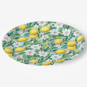 Zitronen und weiße Blume - französische Landesdeko Pappteller (Schrägansicht)