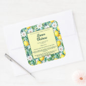 Zitronen und weiße Blume Kosmetika Flaschenetikett Quadratischer Aufkleber (Umschlag)