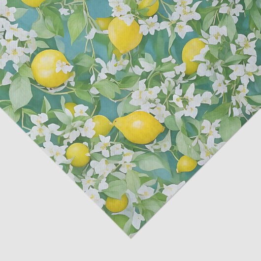 Zitronen und weiße Blume Seidenpapier (Ausschnitt)