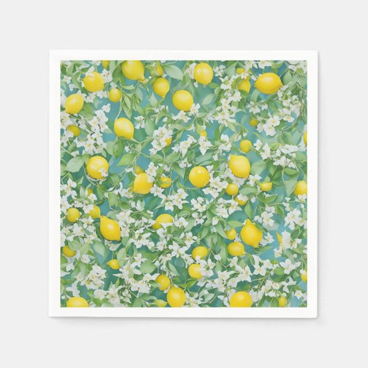 Zitronen und weiße Blume Serviette (Vorderseite)