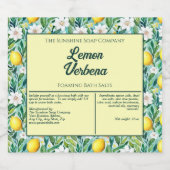 Zitronen und weiße Blume Wasserfeste Badesalze Schaumweinetikett (Einzelnes Label)