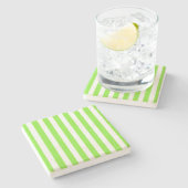 Zitronen- und Weißkerzenstreifen Steinuntersetzer (Seitenansicht)