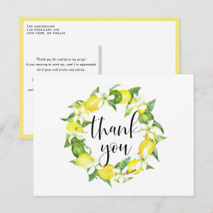 Zitronen- und Zitronenblüten-Kranz Sommer Danke Postkarte