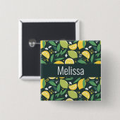 Zitronen- und Zitronengrün- und Gelbfruchtmuster Button (Vorne & Hinten)