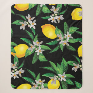 Zitronen Vintage: Handgezeichnete Blumige Textur Sherpadecke