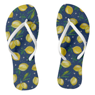 Zitronen von Sorrento Blau und Gelb Designer Badesandalen