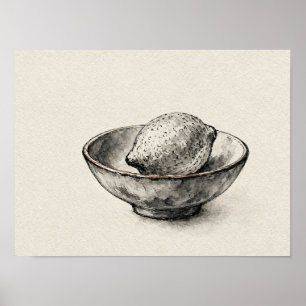 Zitronen-Wandkunst für Küche Tinte Stillleben Druc Poster
