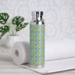 Zitronen-Wasserfarbe Blau Mittelmeer-Fliesenmuster Trinkflasche