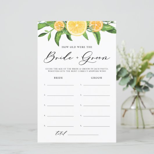 Zitronen wie alt war das Braut- und Gräuel-Spiel (Stehend Vorderseite)