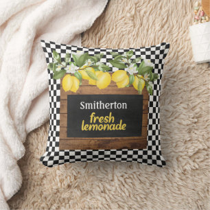 Zitronen Zitronenlimonade Schwarz Weiß Kariert Hol Kissen
