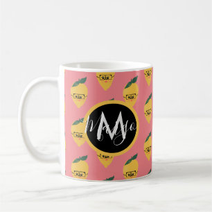 Zitronen-Zitrus-Cartoon-Muster-Kaffeetasse Kaffeetasse