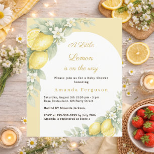 Zitronen-Zitrus-gelbe Sommer-Baby-Shower-Einladung