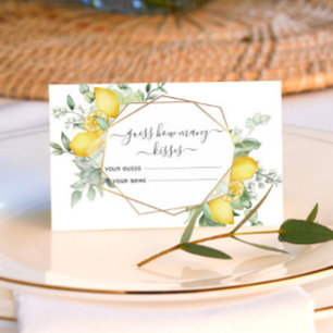 Zitronen-Zitrus-Rate wie viele Küsse Braut-Party-S Begleitkarte