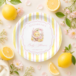 Zitronen-Zitrus-Streifen Mädchen Baby-Party Pappteller