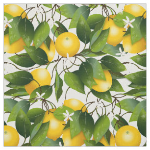 Zitronen-Zitrusfrucht mit Blumen Stoff