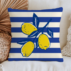 Zitronen Zitrusfrüchte Blaue Streifen Mediterran Kissen
