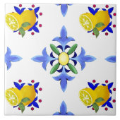 Zitronen, Zitrusfrüchte, Majolika Fliese (Vorderseite)