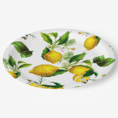 Zitronen, Zitrusfrüchte, mediterrane Kunst Pappteller (Schrägansicht)