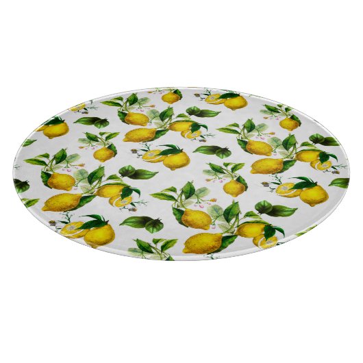 Zitronen, Zitrusfrüchte, mediterrane Kunst Schneidebrett (Ecke)