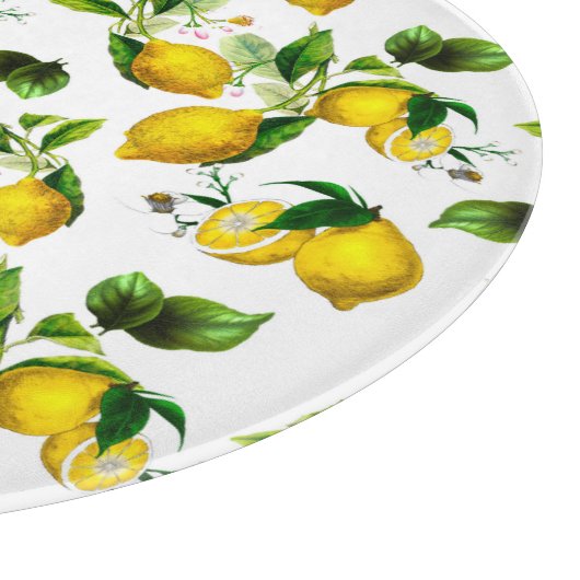 Zitronen, Zitrusfrüchte, mediterrane Kunst Schneidebrett (Ecke)