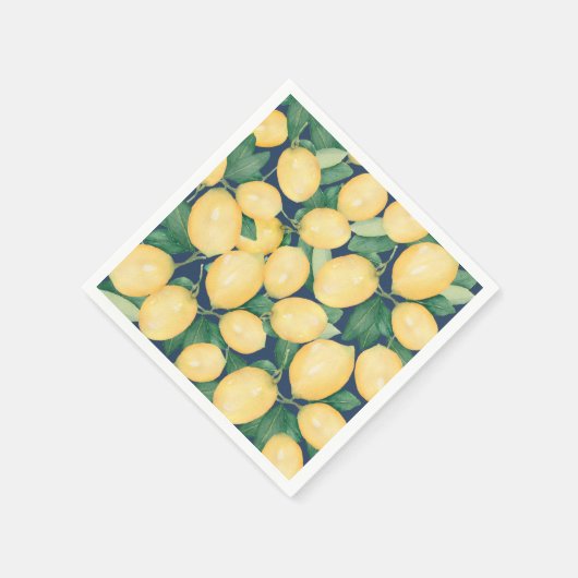 Zitronen zu Navy Blue Serviette (Ecke)