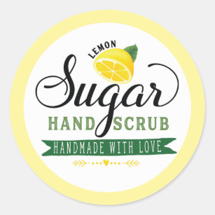 Zitronen-Zucker Handscrub beschriftet Runder Aufkleber