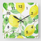 Zitronen zum Thema "Weinbau-Haus-Design-Zitrus" Quadratische Wanduhr (Vorderseite)